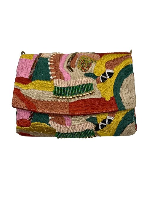 MMS Brand Handbags - MMs Brands Beaded Flip-Over Clutch Purse